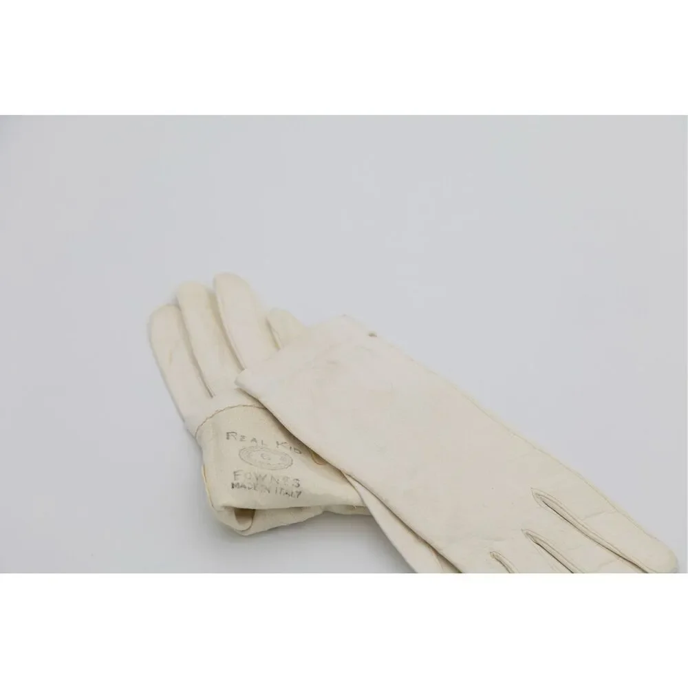 Vintage 1950s‎ Fownes Kid Leather Gloves Women’s Size 6 Made in Italy Ivory